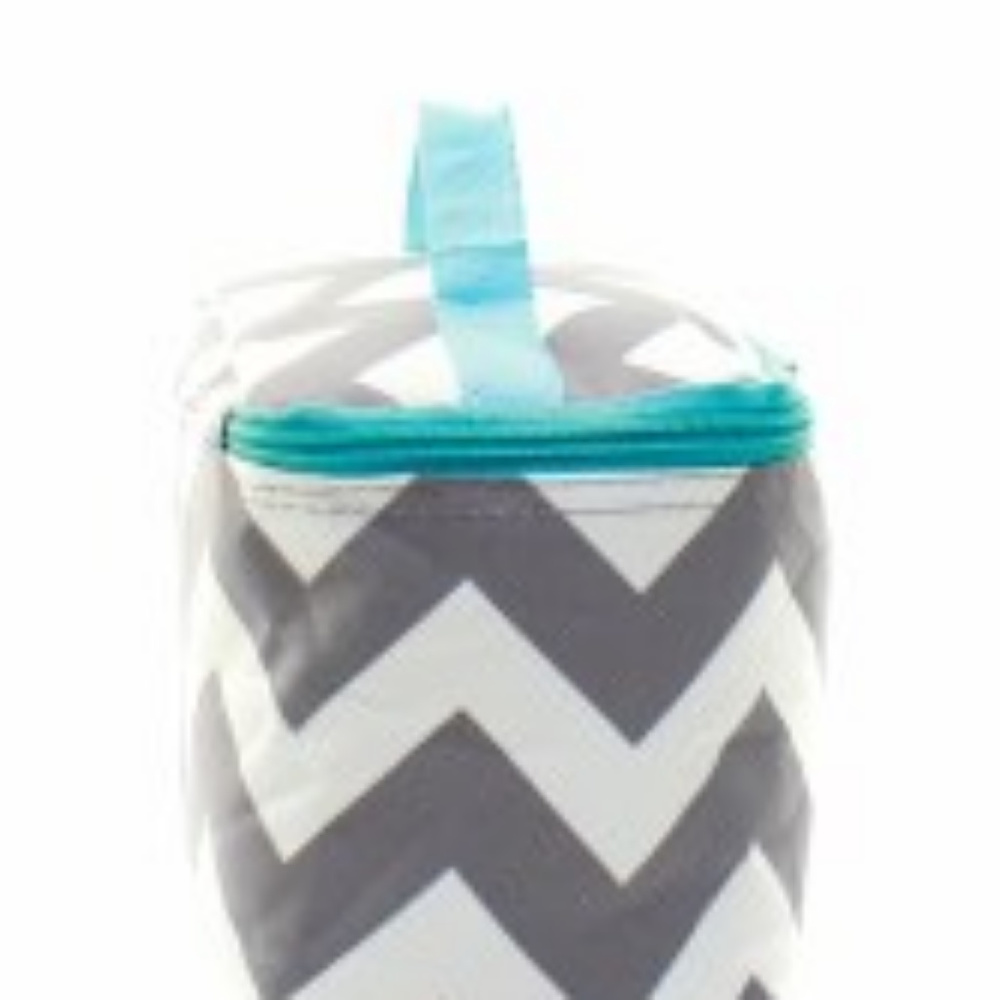 NGIL Gray aqua Chevron Whimsy Small Cosmetic Case